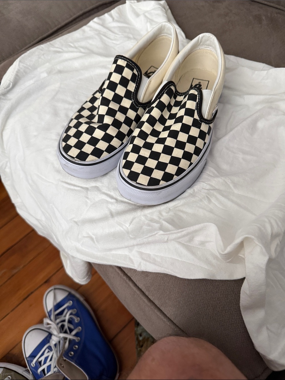 Vans Kids Checkerboard Slip-On Shoes - Black & White